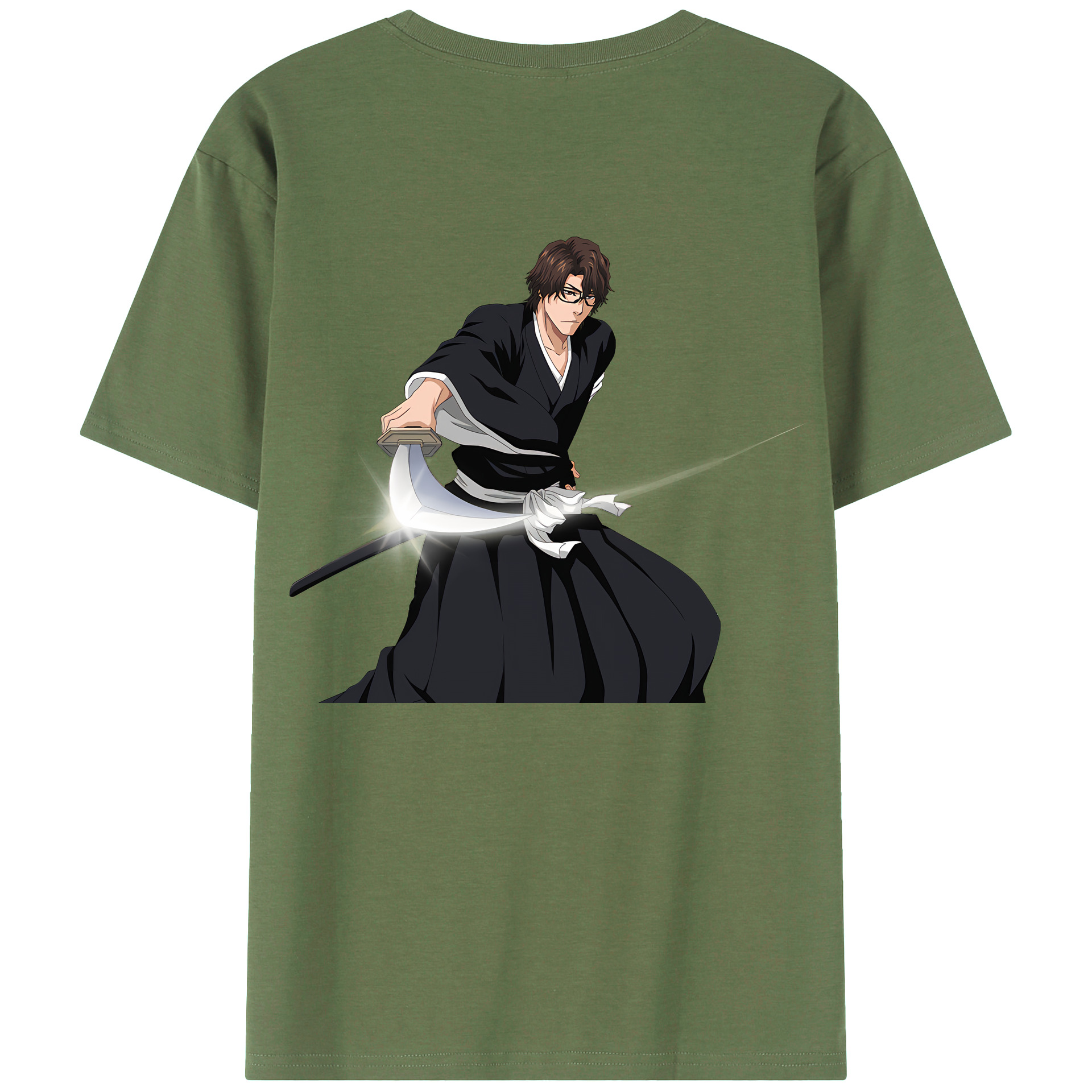 （画像用） ブリーチ 藍染 惣右介（あいぜん そうすけ） BLEACH Aizen Sousuke 綿100％ メンズ半袖Tシャツ（バックプリント） 通気性